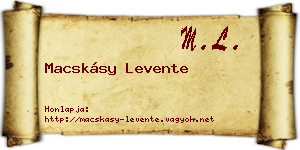 Macskásy Levente névjegykártya