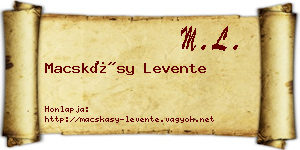 Macskásy Levente névjegykártya